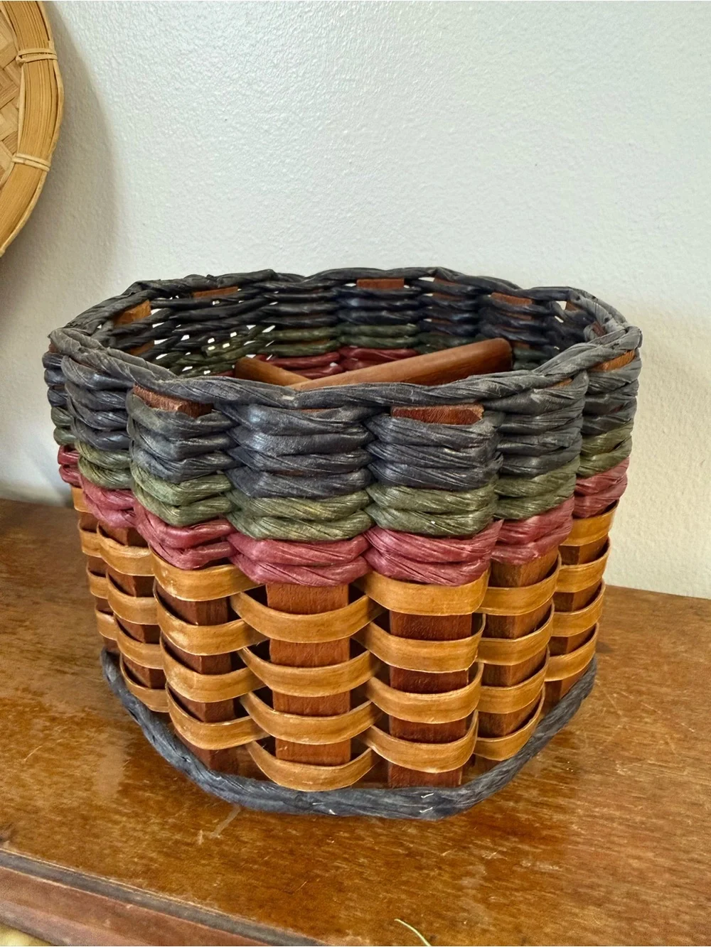 Vintage Fox Creek Basket Co. Divided Basket Organizer Lazy Susan Americana USA